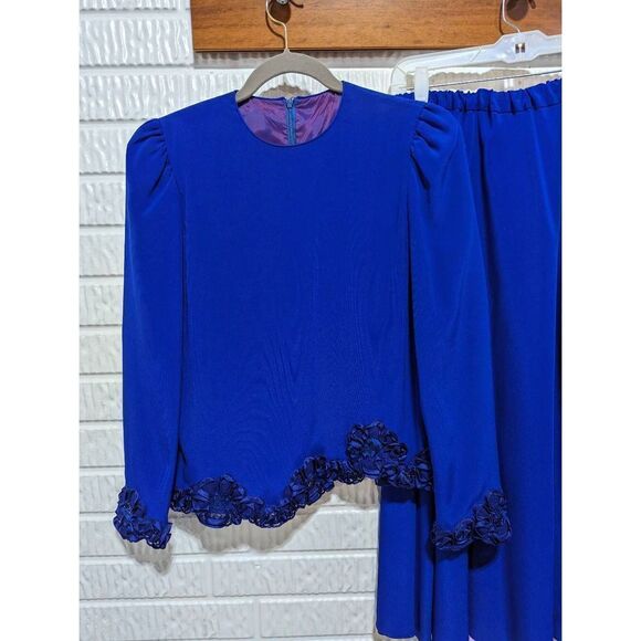 Rina di Montella Women's Rayol Blue Formal Skirt Suit Size 8 - Picture 8 of 10